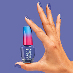OPI applied on hand in lifestyle setting showing quick-dry glossy look