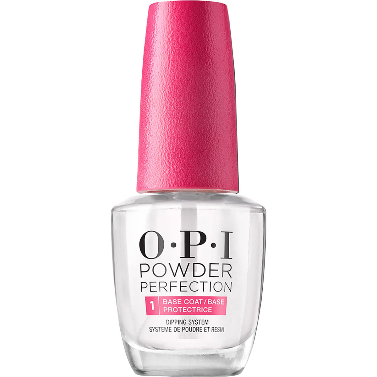 OPI bottle front view showing clear resin base coat and brand