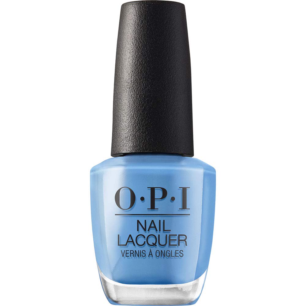 OPI bottle front view showing rich girls & po-boys blue and label benefits