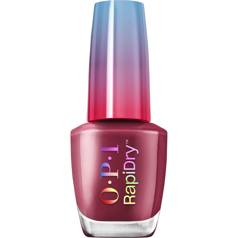 OPI So Berry Quick front bottle view showing rich berry color and glossy finish benefit