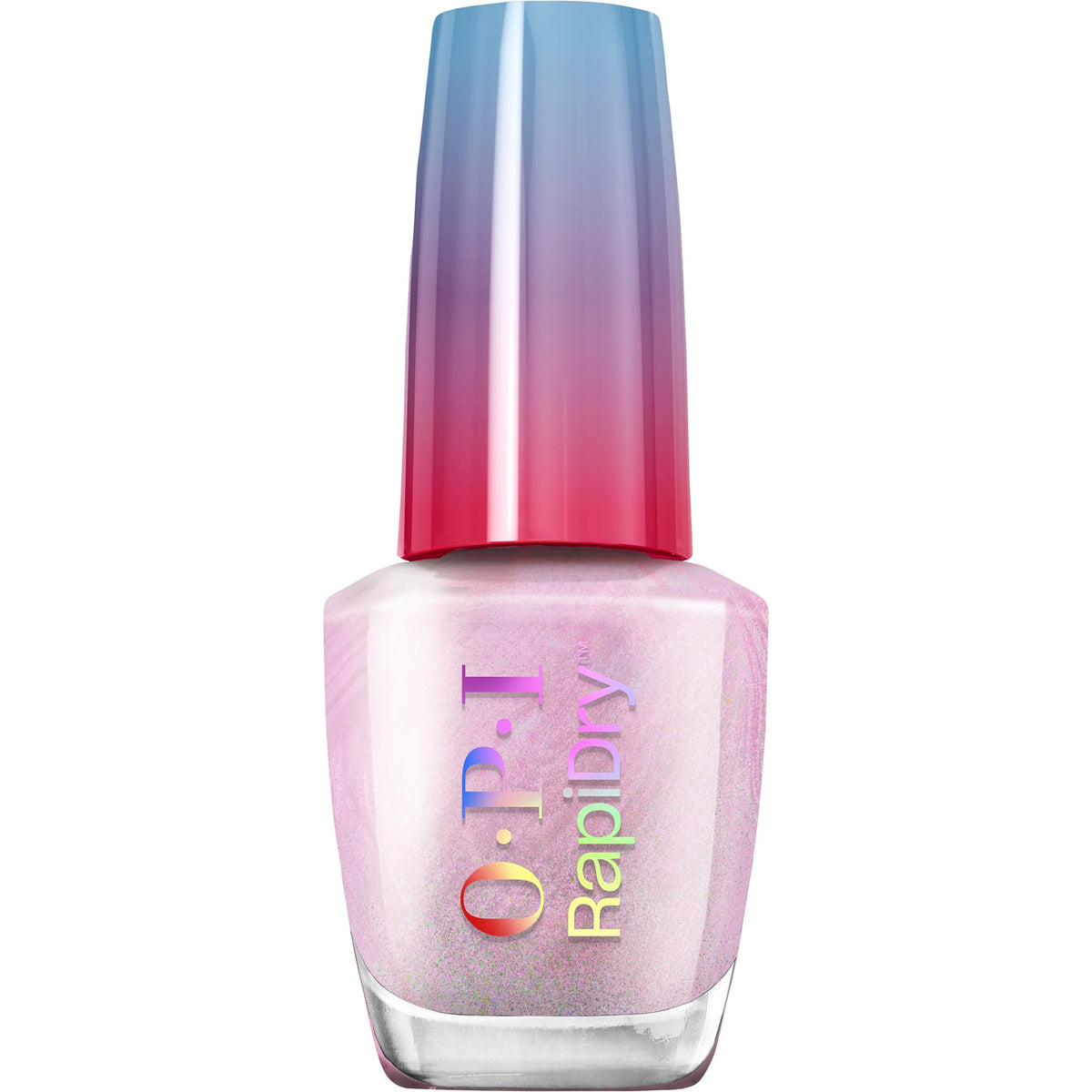 OPI bottle front packaging showing Speed Date Me soft pink shimmer and quick-dry benefit