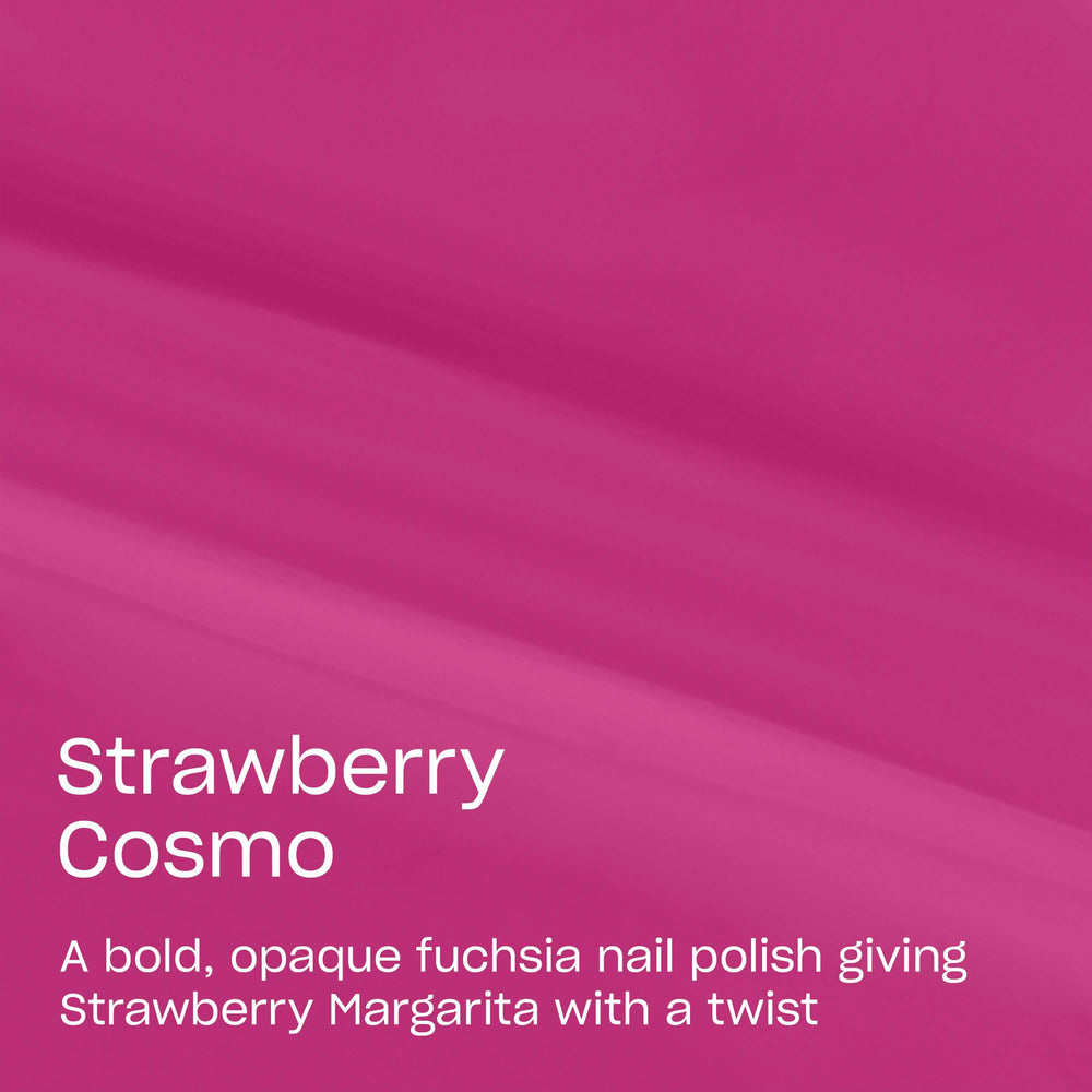 OPI Strawberry Cosmo angled bottle displaying rich color and sleek bottle design