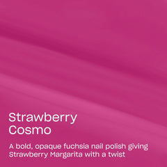 OPI Strawberry Cosmo angled bottle displaying rich color and sleek bottle design
