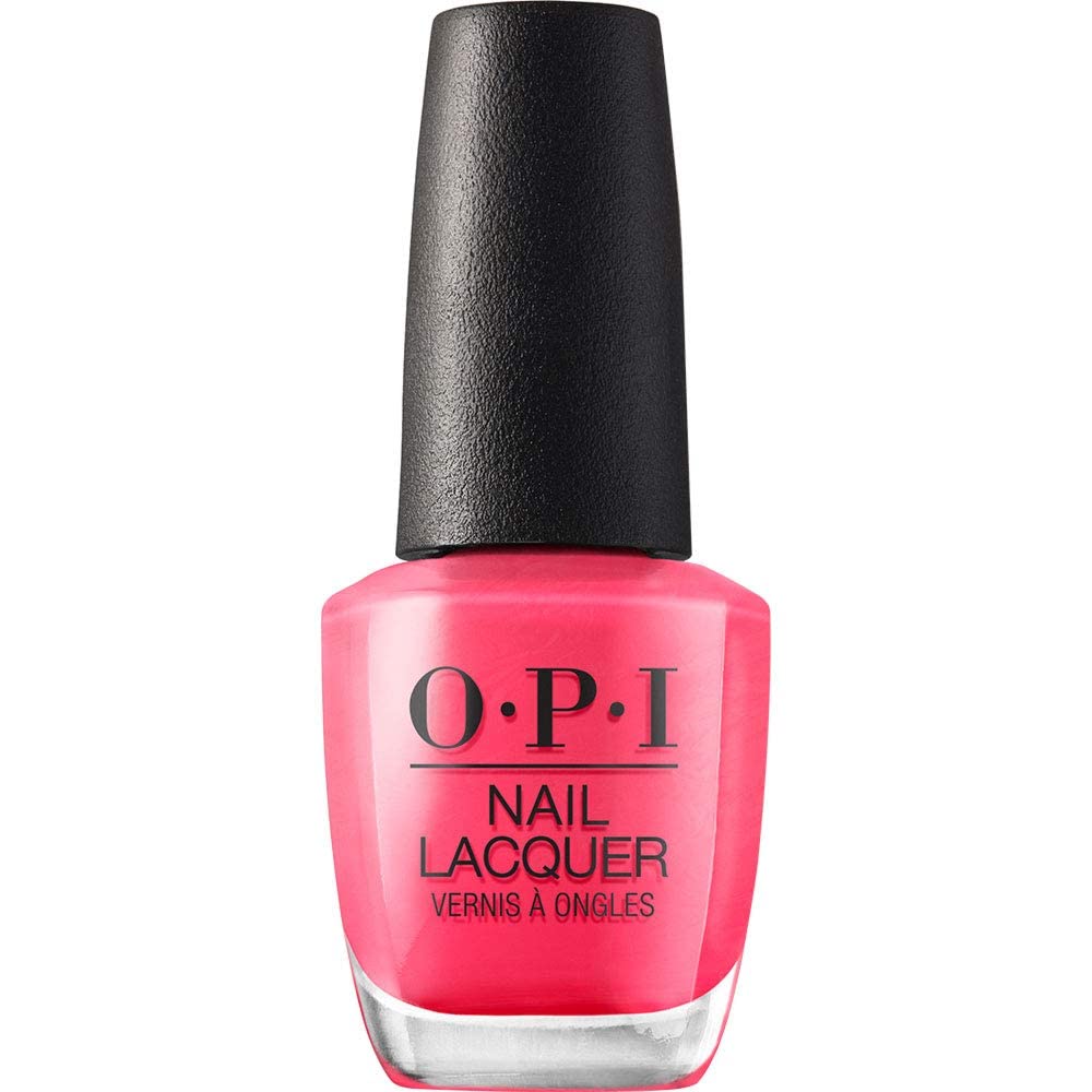 OPI bottle front view showing bright Strawberry Margarita and glossy finish