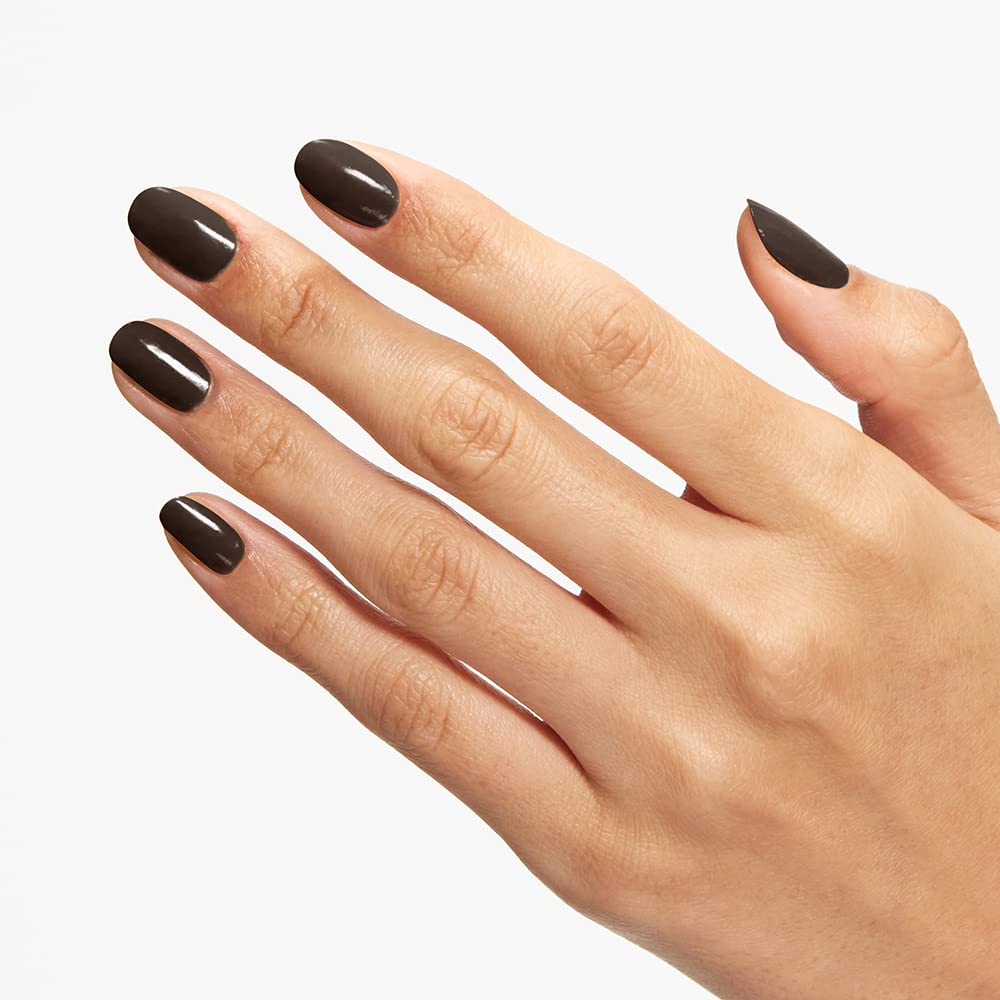 OPI swatch on natural nail hand showing even coverage and rich color