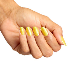 OPI nail-wheel swatches demonstrating opaque lemon coverage and shimmer