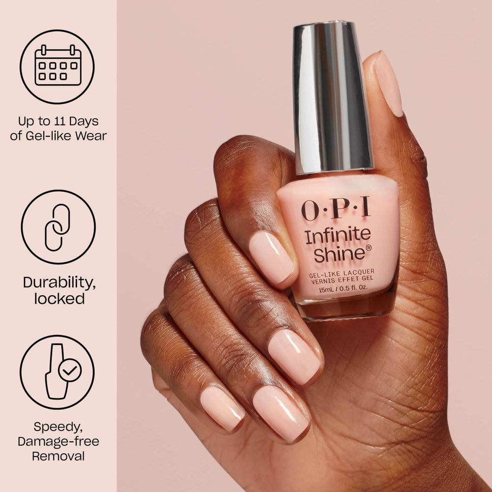 OPI swatch on natural nails showing opaque warm orange shimmer payoff