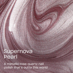OPI swatch of Supernova Pearl on skin showing true pink metallic tone