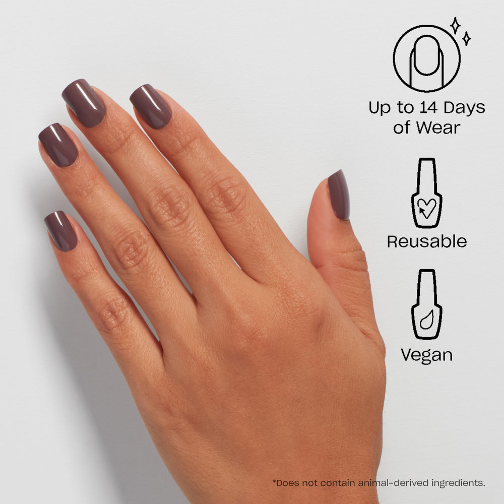 OPI close-up of taupe squoval tips highlighting smooth finish