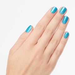 Close-up of OPI Teal the Cows Come Home label highlighting product name and professional formula