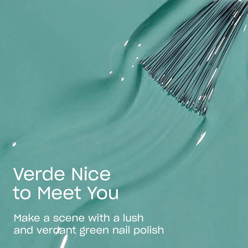 OPI brush applying Verde Nice to Meet You showing smooth even coverage benefit