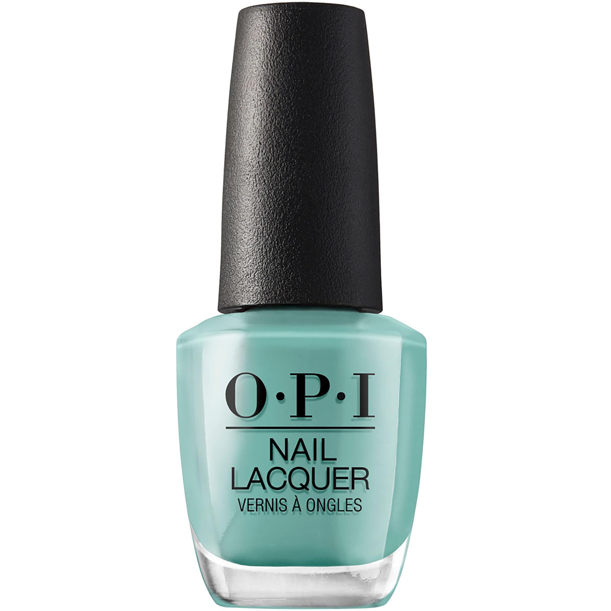 OPI bottle front view showing Verde Nice to Meet You and glossy finish benefit