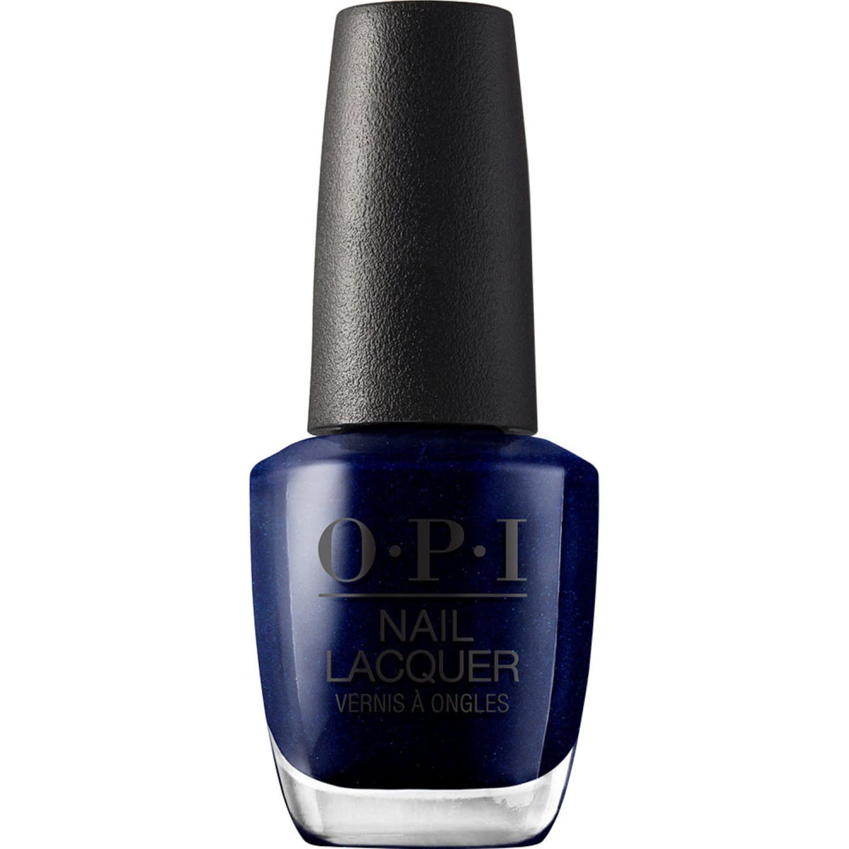 OPI bottle front view showing rich dark-blue shimmer and salon-quality finish
