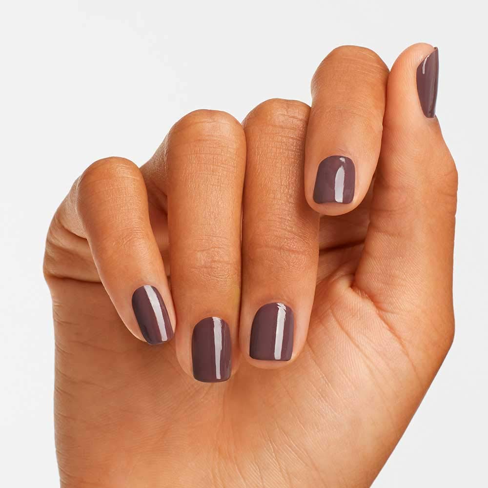OPI cap and label close-up showing brand and shade name clearly