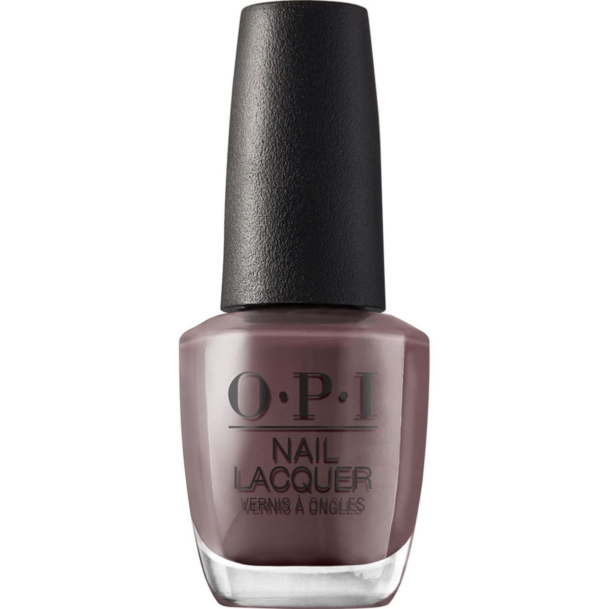 OPI bottle front view showing deep taupe shade and glossy finish