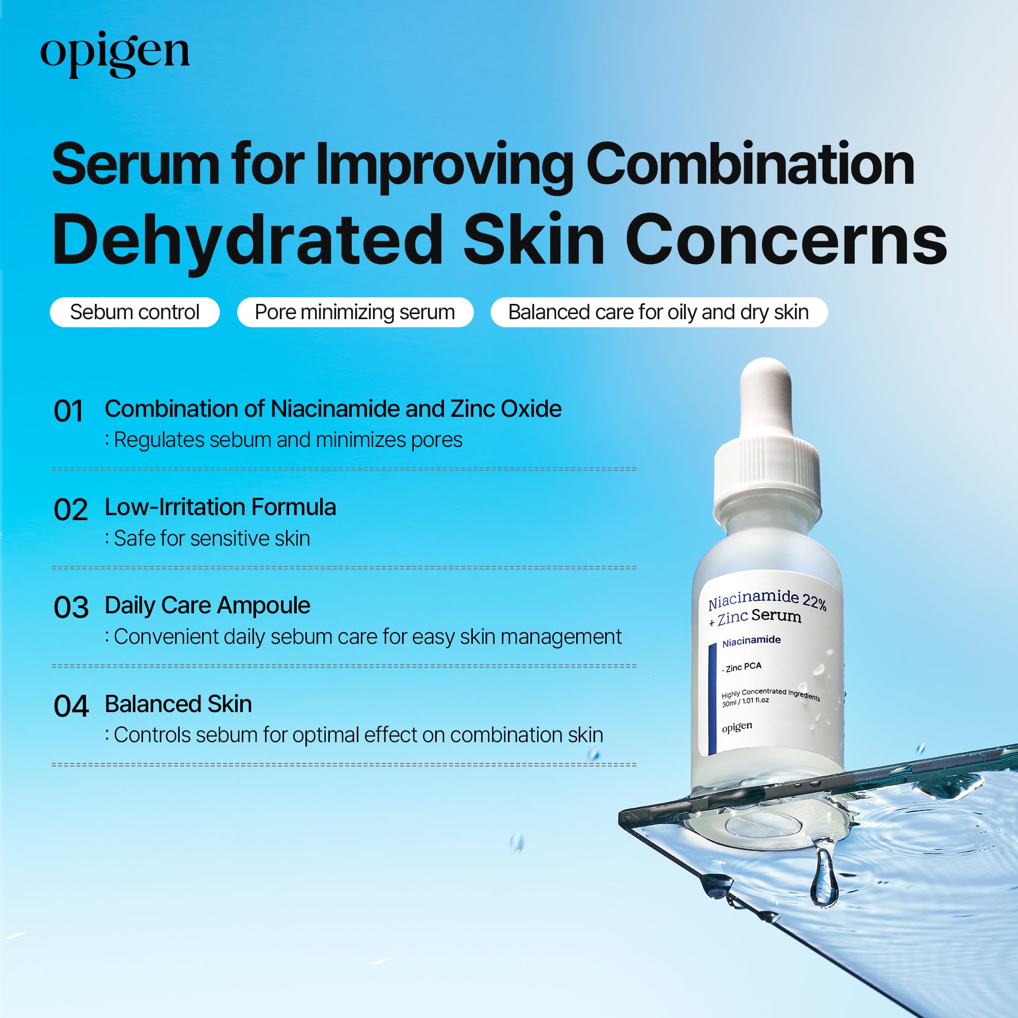 opigen serum on skin application demonstrating quick absorption benefit