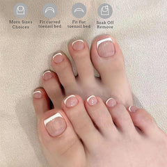 OPkssnails close-up of skin-tone French tip detailing for natural-looking pedicures