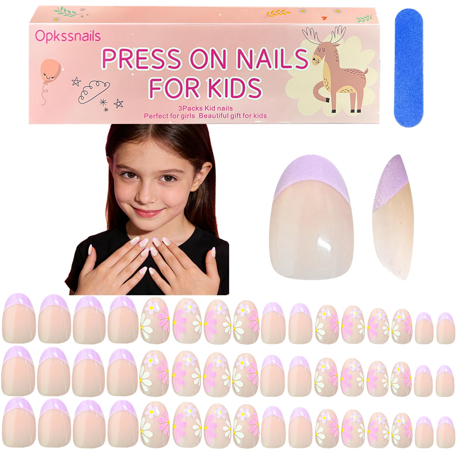 OPkssnails front packaging showing 96pcs and included file, clear gift-ready display