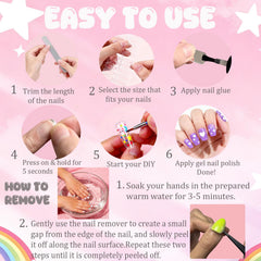 OPkssnails kid wearing extra short almond nails showcasing natural look and low snagging benefit