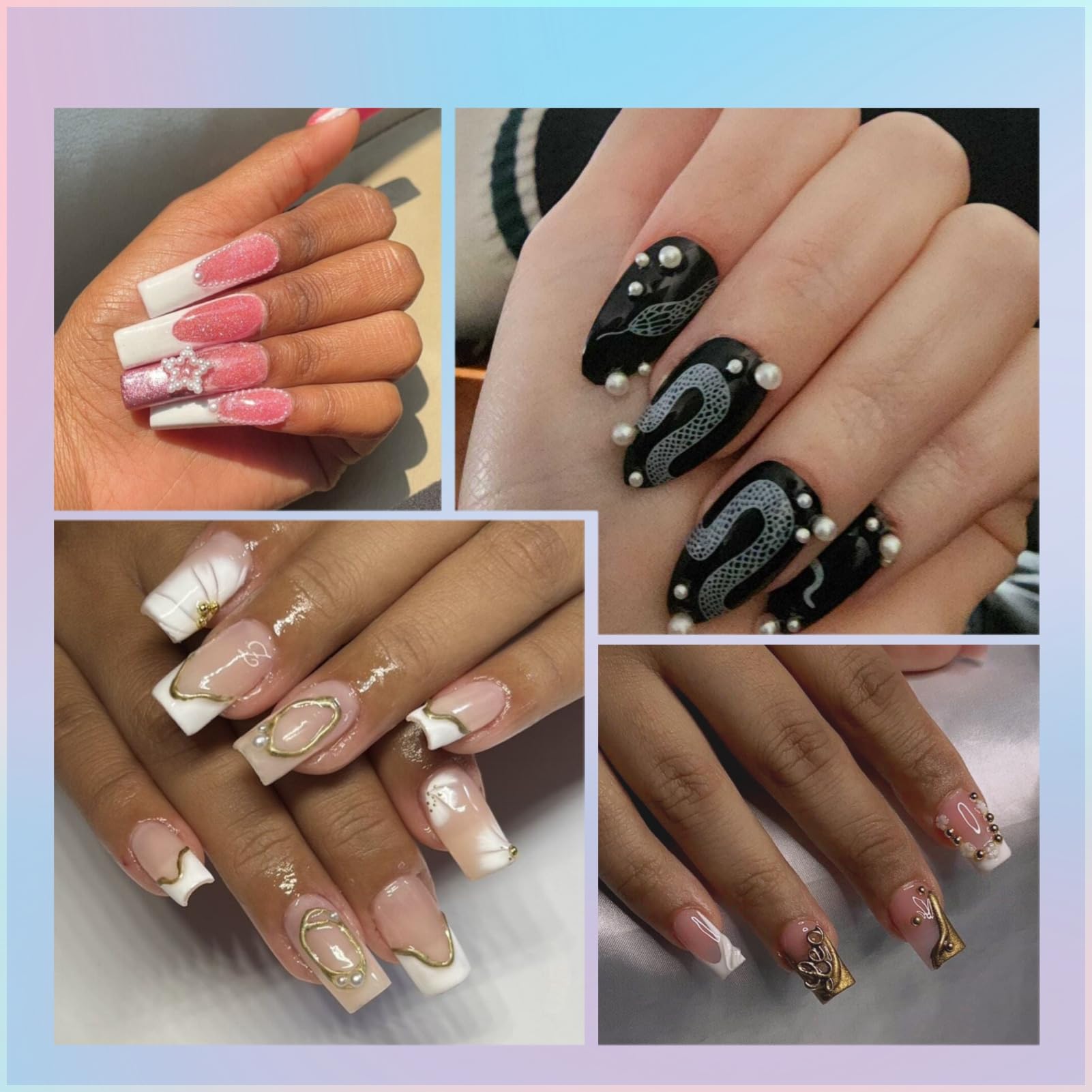 OPMADM pearls applied on nail design demonstrating decorative impact
