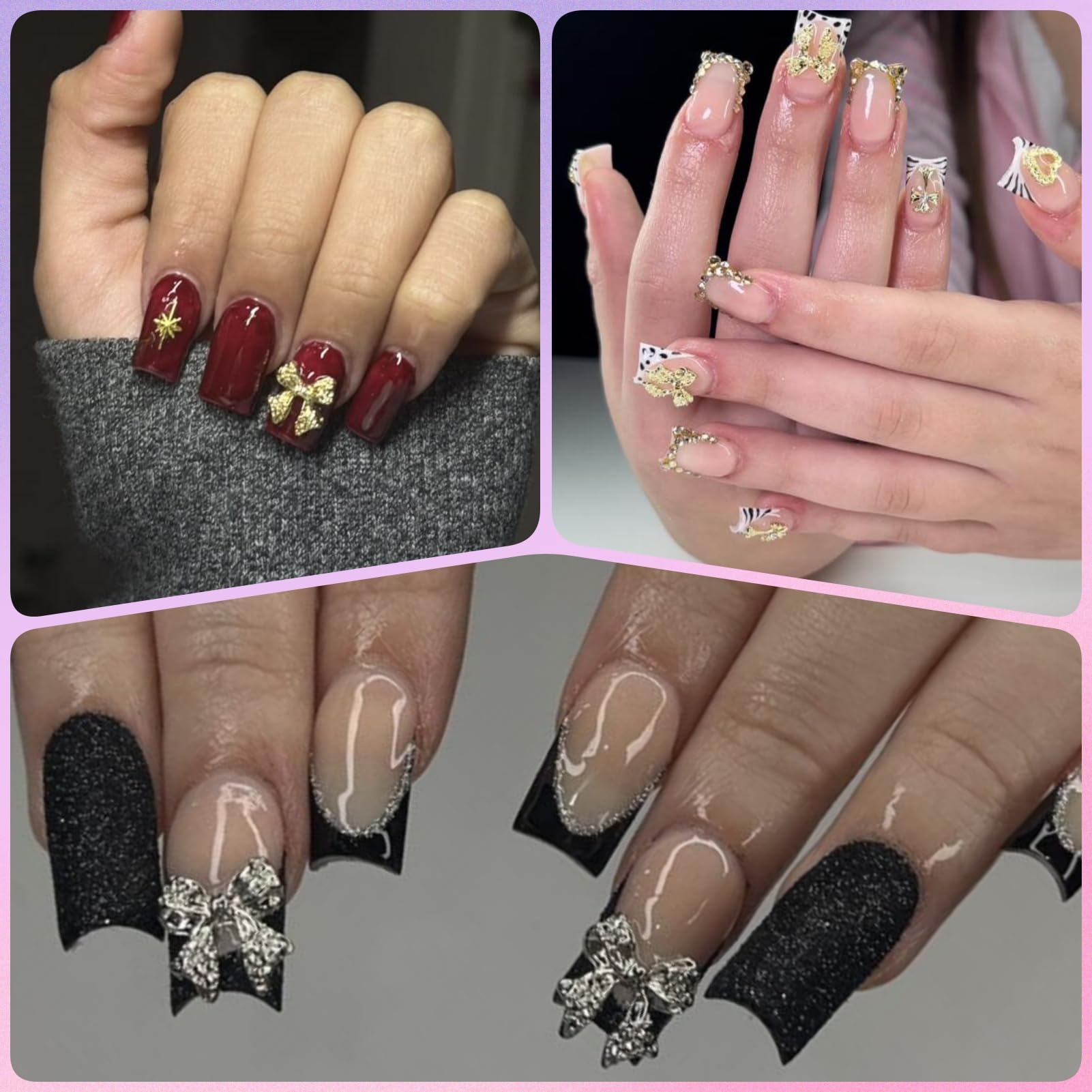 OPMADM bow charm applied on a polished nail demonstrating instant manicure upgrade