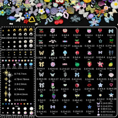 OPMADM close overhead of 28 compartments filled with colorful nail gems for easy selection