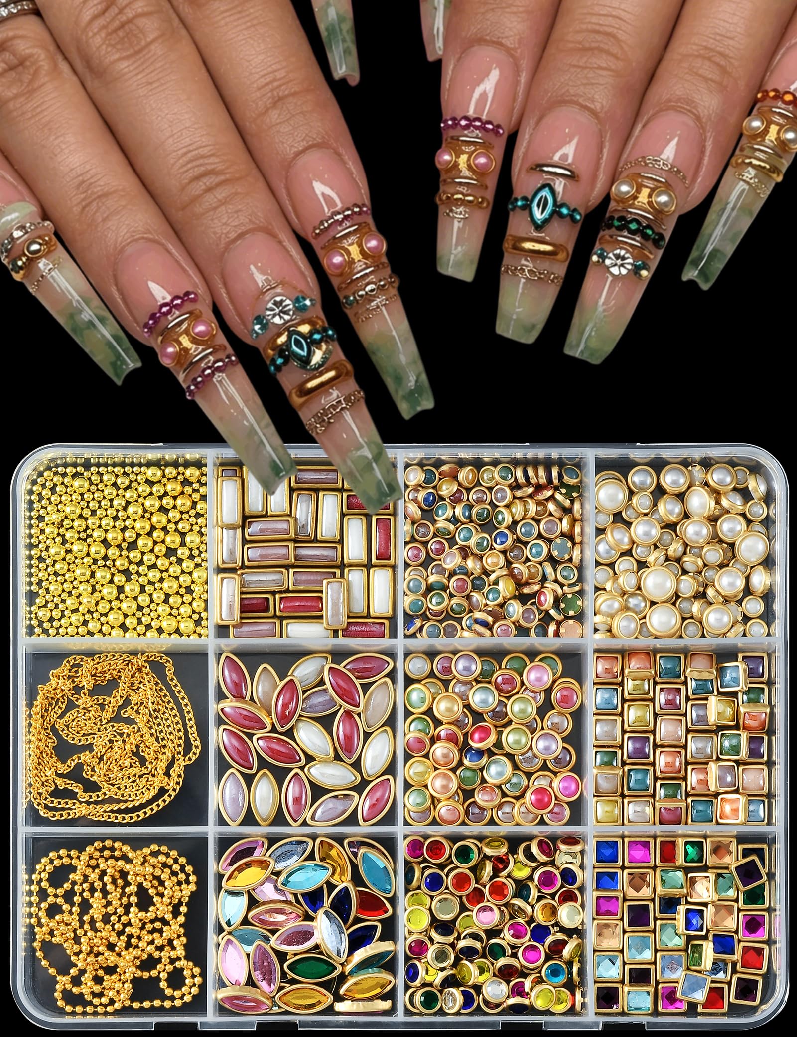 OPMADM front 12-grid kit showing organized charms for fast access
