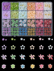 OPMADM front packaging showing 24-grid box and assorted flower charms, ideal for salons