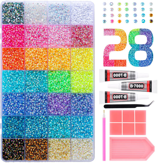 OPMADM front packaging showing full rhinestone kit and included tools for convenience