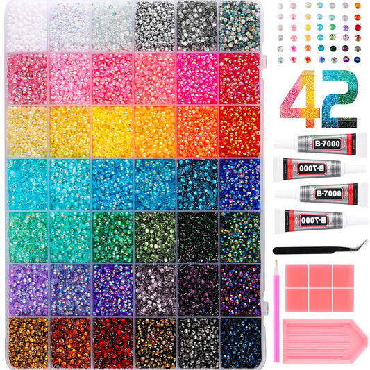OPMADM front packaging showing full rhinestone kit and included tools for easy crafting
