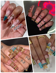 OPMADM gold beads and 50cm chain for metallic nail borders