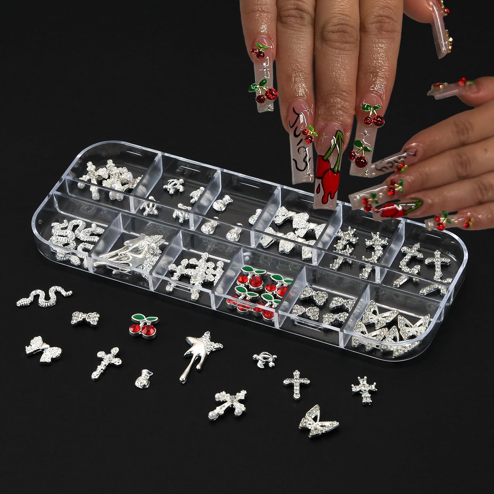 OPMADM half-pearls and mixed rhinestones detail offering layered shine