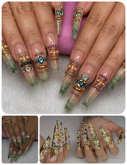 OPMADM bridal manicure lifestyle with gems for elegant looks