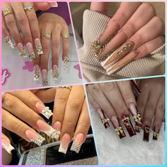 OPMADM lifestyle shot of a bridal manicure using bow charms for elegant accents