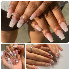 OPMADM finished manicure using charms to create party-ready, eye-catching nails