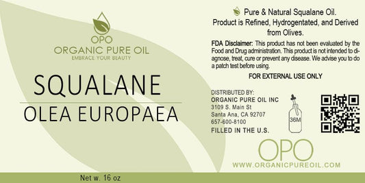 OPO squalane 16 oz bottle next to a ruler illustrating scale and value