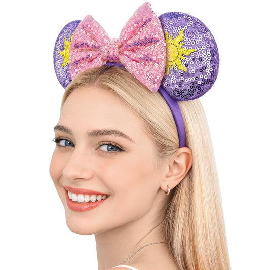 Opzzqz front view showing glitter bow and upright ears, adds playful sparkle