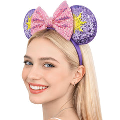 Opzzqz front view showing glitter bow and upright ears, adds playful sparkle