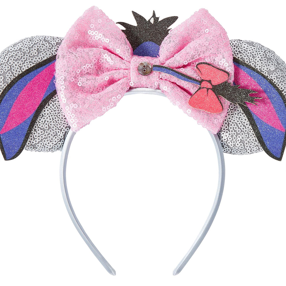 Opzzqz front view glitter mouse ear headband showing full design and sparkling bow for festive looks