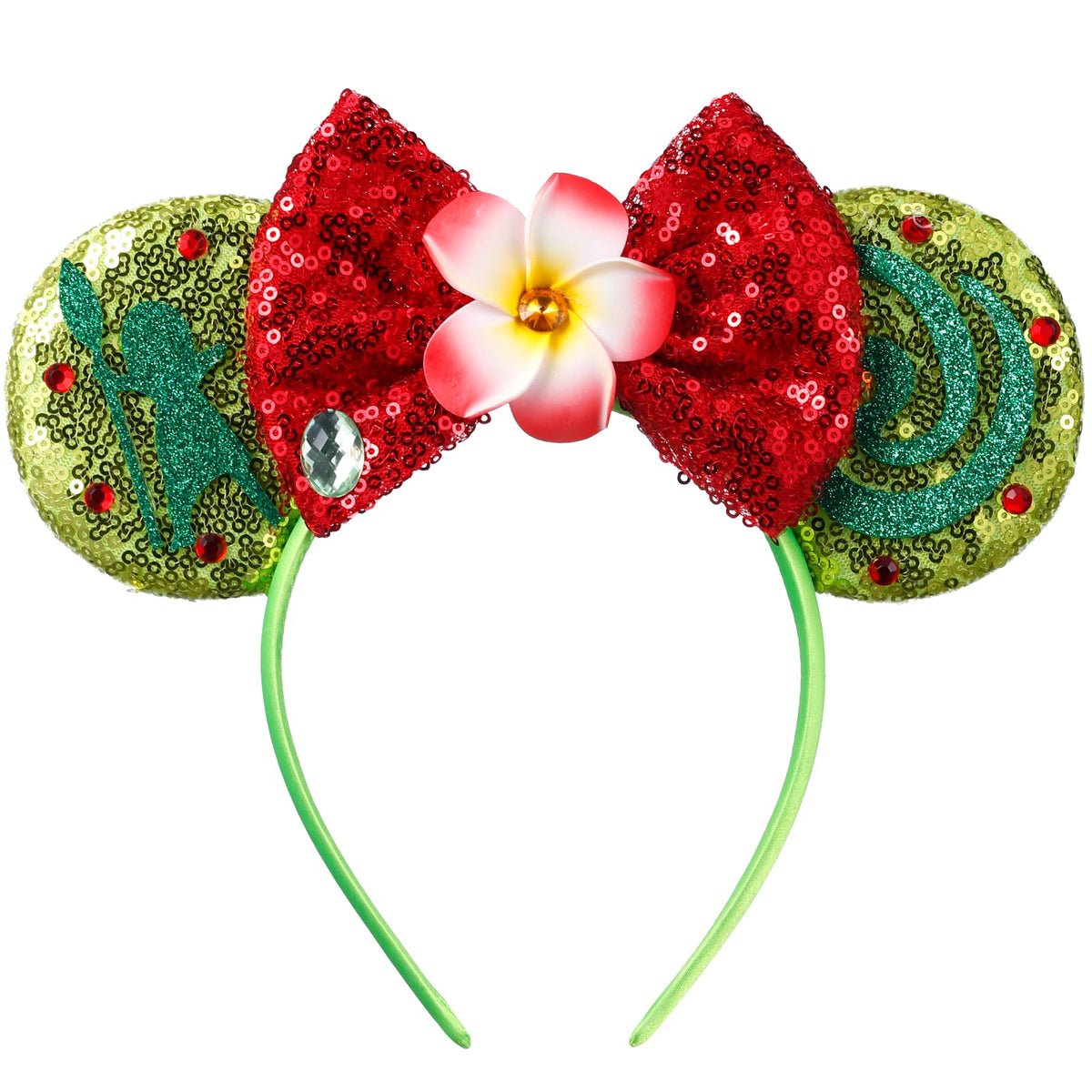 Opzzqz headband front view showing glitter ears and bow, playful accessory