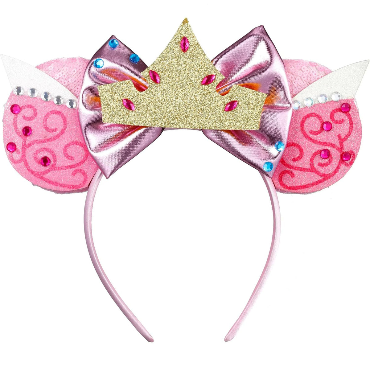 Opzzqz headband front view showing glitter ears and bow for instant party flair