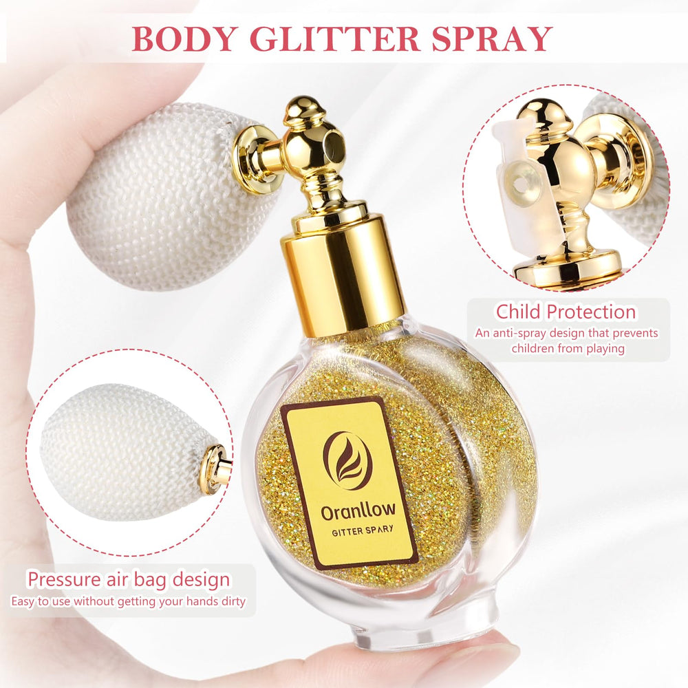 Oranllow close-up holographic glitter texture highlighting ultra-fine reflective particles
