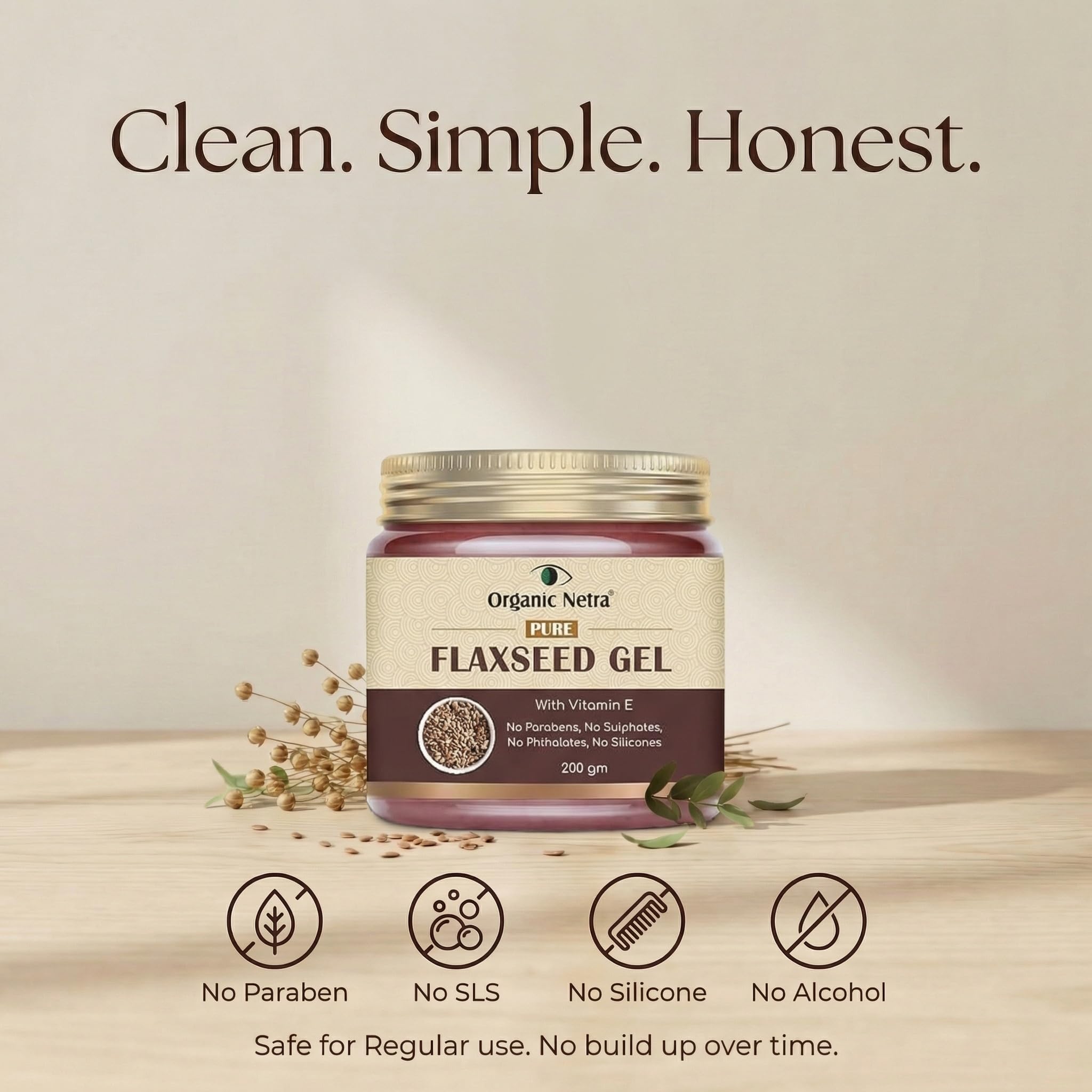 Organic Netra jar on bathroom shelf in lifestyle setting suggesting routine