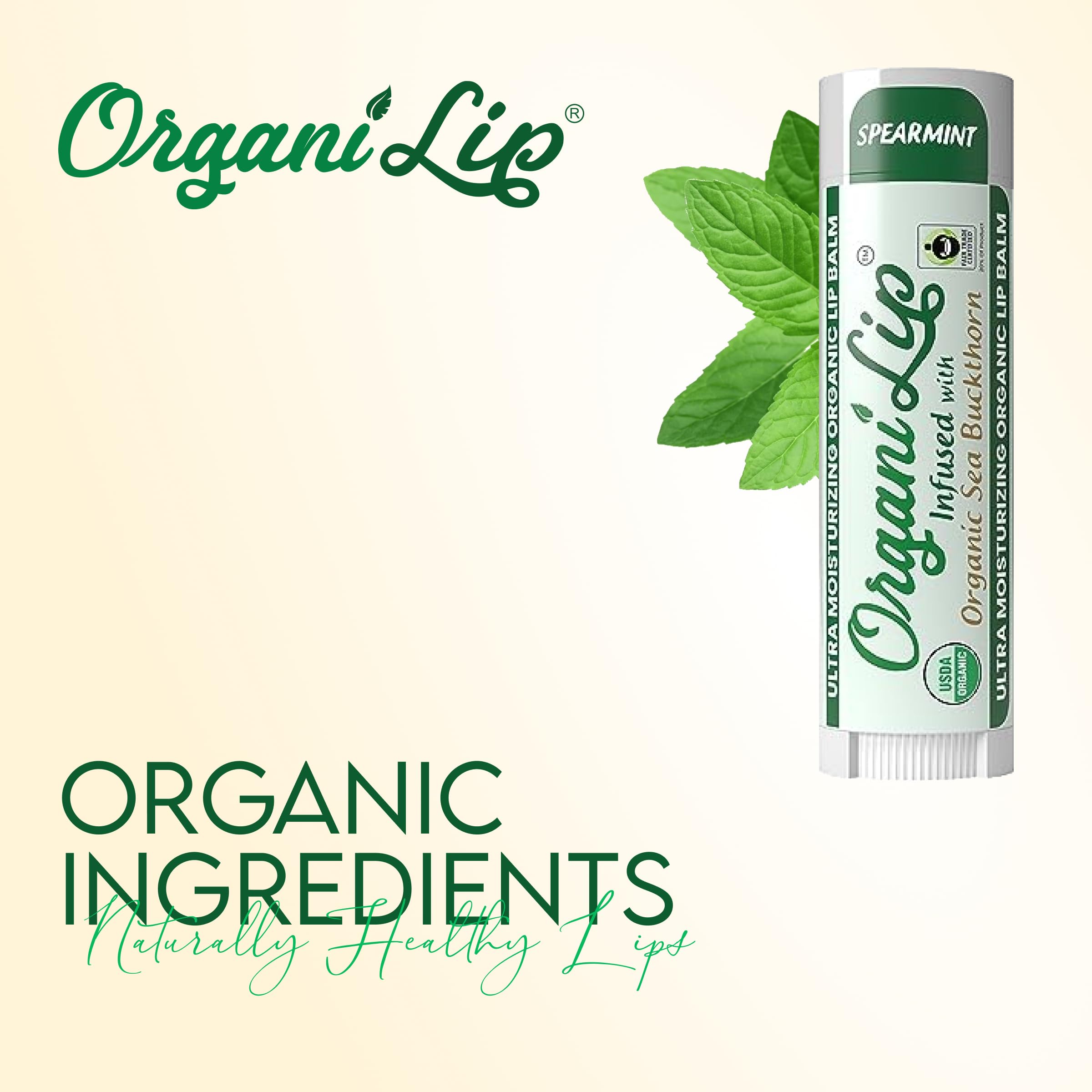 OrganiLip ingredients label clear shot showing USDA organic certification benefit