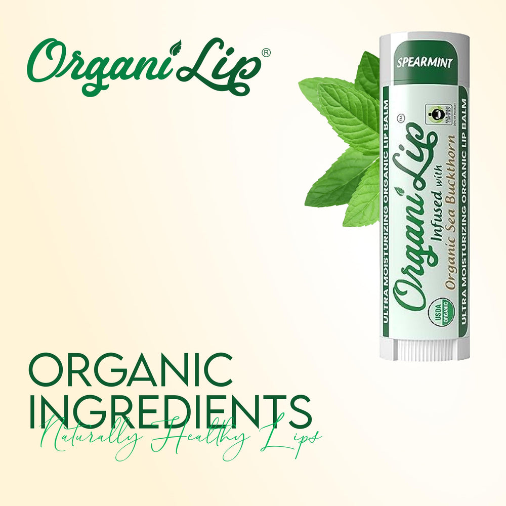 OrganiLip ingredients label clear shot showing USDA organic certification benefit