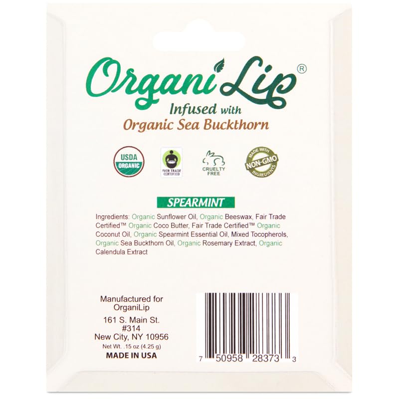 OrganiLip spearmint flavor close-up emphasizing fresh natural taste benefit