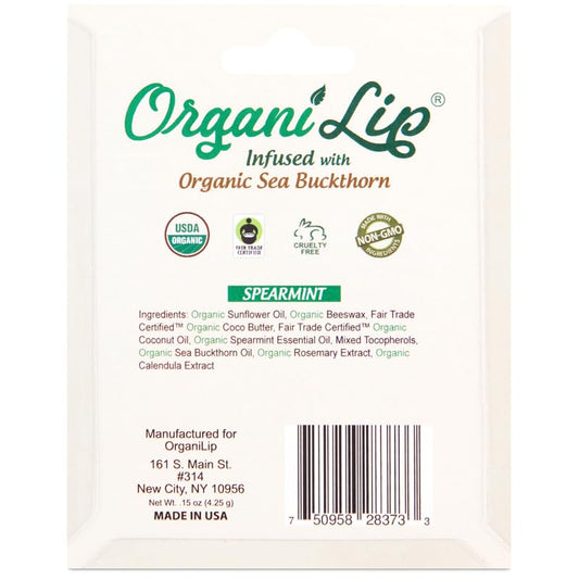 OrganiLip spearmint flavor close-up emphasizing fresh natural taste benefit