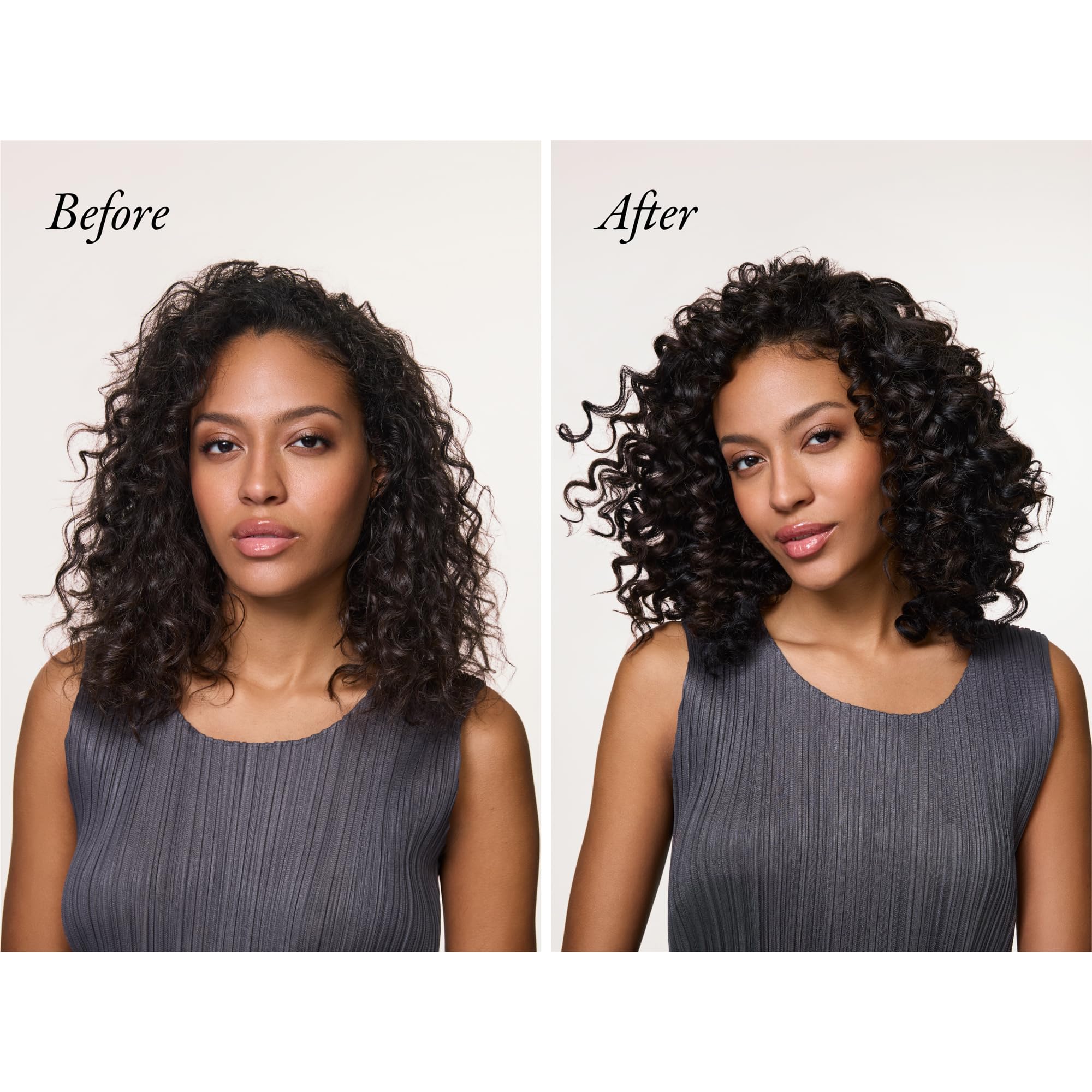 Applying Oribe conditioner in hands to demonstrate easy distribution and detangling