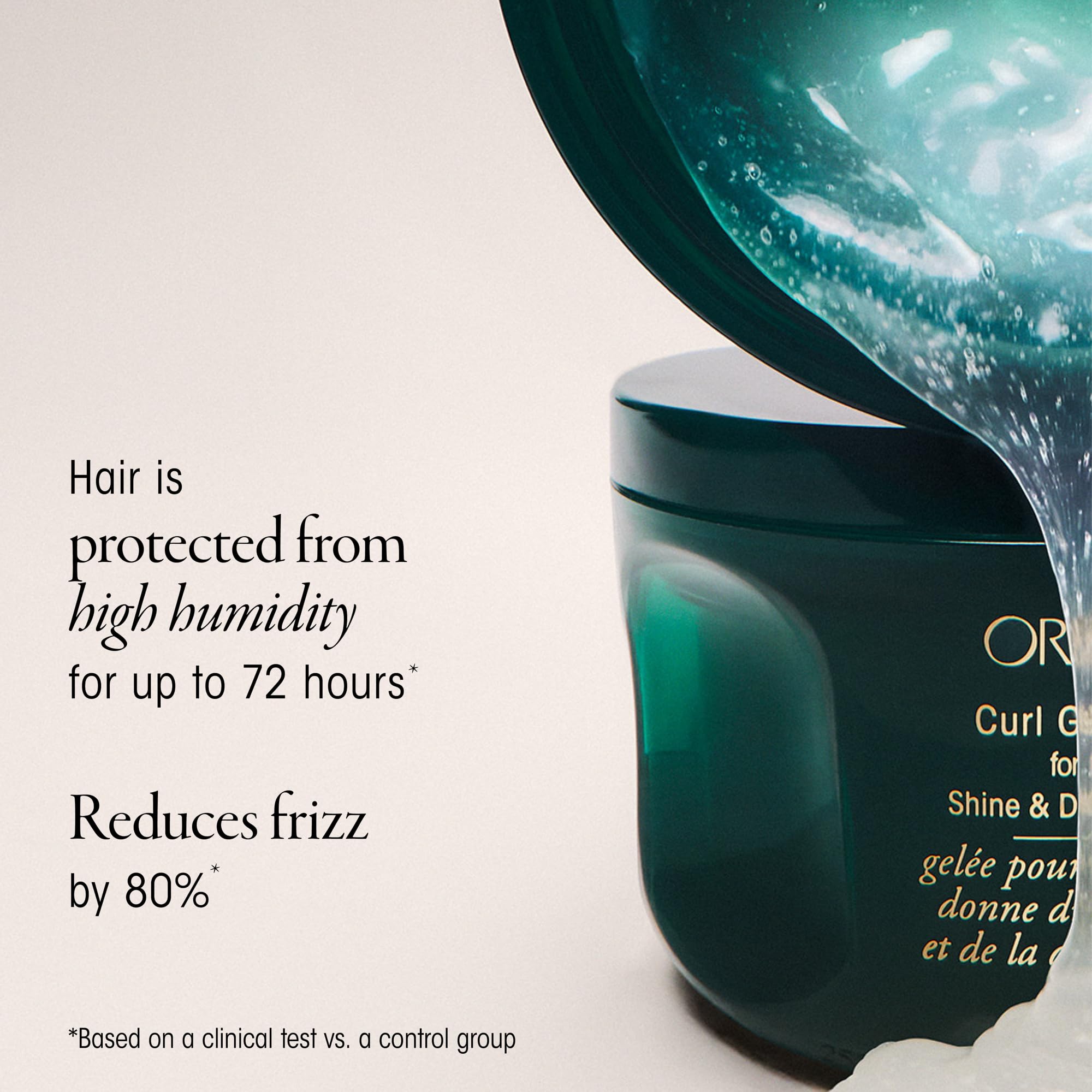 Oribe curl gel being scooped in hand demonstrating easy application and slip benefit