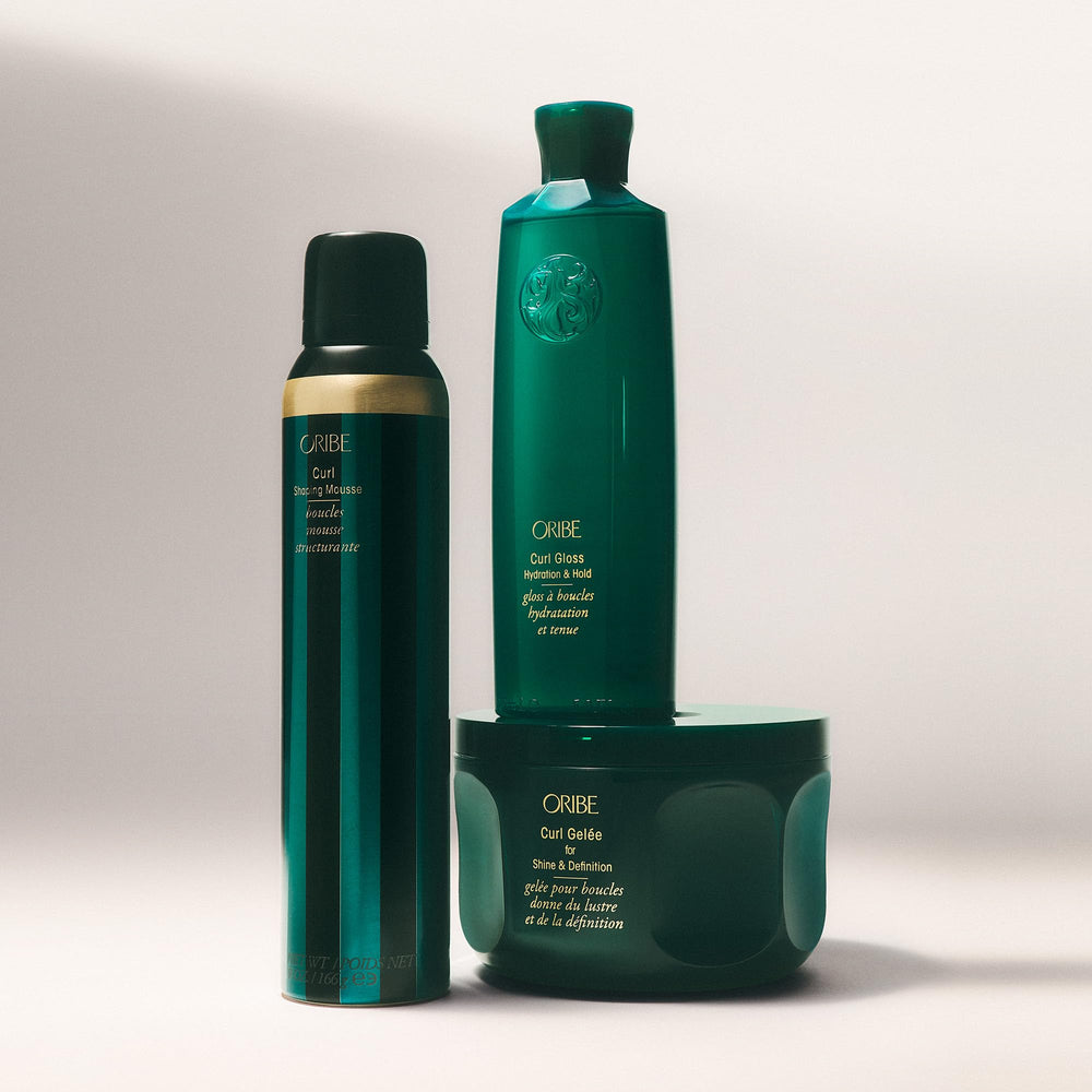 Oribe curl gel next to ruler for size comparison showing 8.5oz value benefit